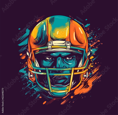 American football. Symbol, emblem with an American football player with a ball.