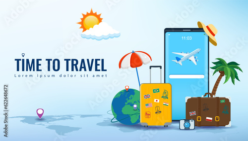 Travel and tourism concept. Advertising template. Vector