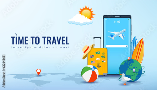 Travel and tourism concept. Advertising template. Vector