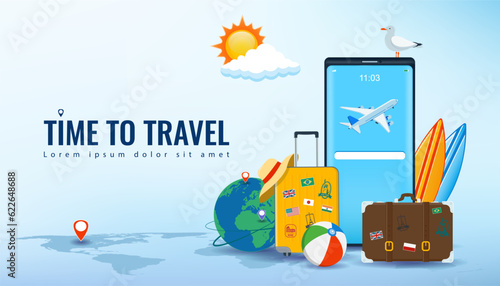 Travel and tourism concept. Advertising template. Vector