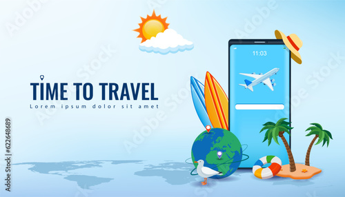 Travel and tourism concept. Advertising template. Vector