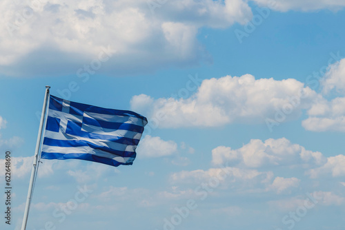 Greece flag fluttering in the wind