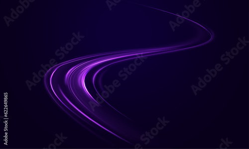 Purple glowing wave swirl, impulse cable lines. Abstract neon color glowing lines background. Chaotic neon rays of light. Laser beams luminous abstract sparkling isolated on a transparent background.