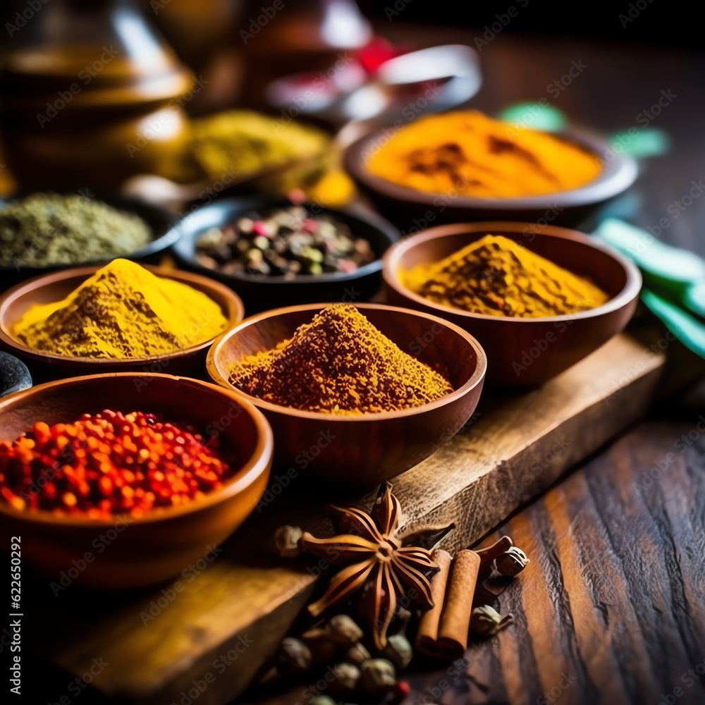 Generative AI : Spice Symphony: Aromatic Composition of Culinary Delights on White Generative AI : Spice Symphony: Aromatic Composition of Culinary Delights on White