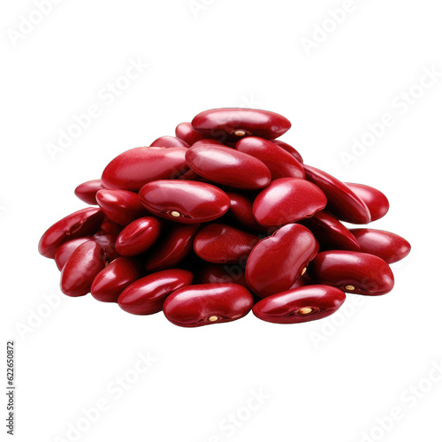 Red bean isolated on transparent background. Pile of red kidney beans