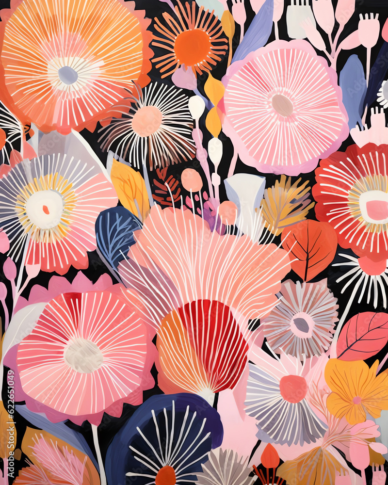 Generative AI : Floral Fusion: A Vibrant and Contemporary Collage of Modern Abstract Flowers Generative AI : Floral Fusion: A Vibrant and Contemporary Collage of Modern Abstract Flowers