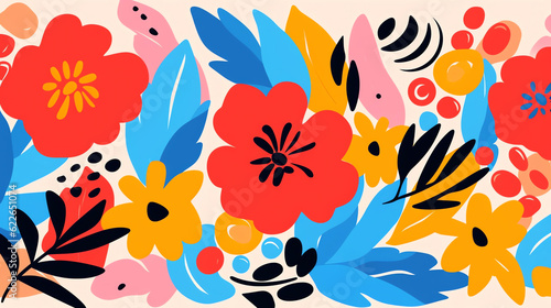 Generative AI   Floral Fusion  A Vibrant and Contemporary Collage of Modern Abstract Flowers 
