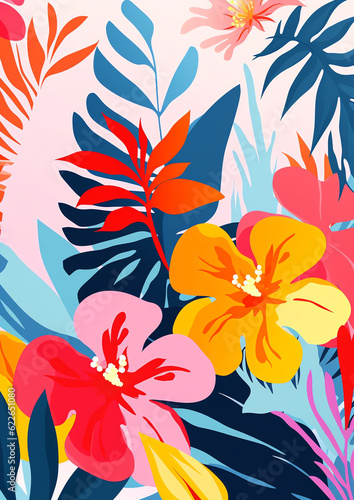 Generative AI   Floral Fusion  A Vibrant and Contemporary Collage of Modern Abstract Flowers 