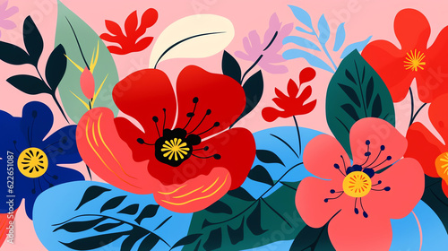 Generative AI   Floral Fusion  A Vibrant and Contemporary Collage of Modern Abstract Flowers 