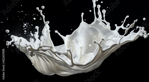 Generative AI   Milk Splash  Dynamic Dairy Delight in High-Resolution Monochrome - 8K Stock Photograph