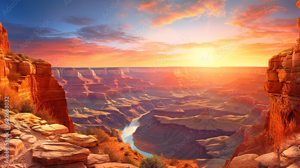 grand canyon sunset HD 8K wallpaper Stock Photographic Image