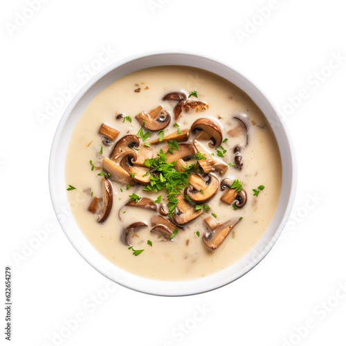 Delicious cream Bowl of mushroom soup on transparent background Remove png created with Generative AI, Clipping Path