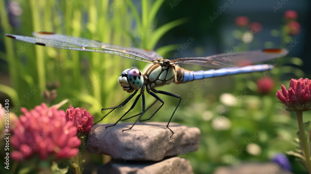 Close-up of a dragonfly on the wonderful garden Close-up of a dragonfly on the wonderful garden
