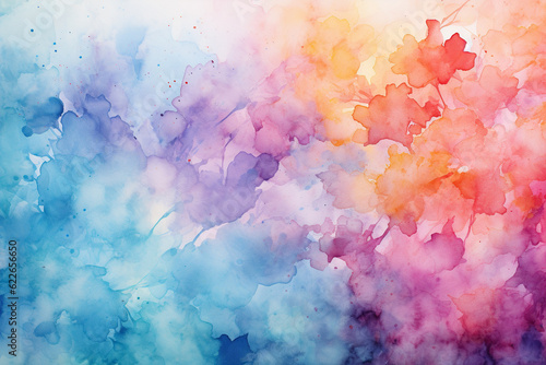 Delicate watercolor painted background in multi-colors  rainbow smoke-like design