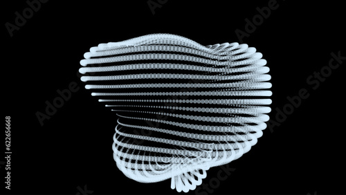 Volume bubble swelling as mountain. Spherical protrusion. distorted surface. Deflating inflating cosmic substance. Spherical distortion oval bumps. Dots particle points globe surface. Big data flow.