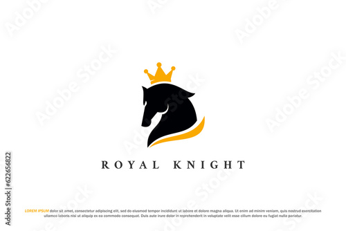 logo horse crown king knight chess gold silhouette