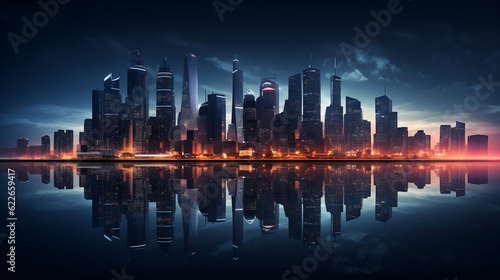 A city skyline at night © Dinusha