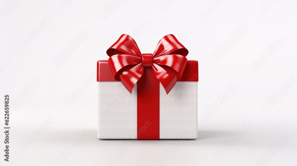 Gift box with red satin on white background Gift box with red satin on white background