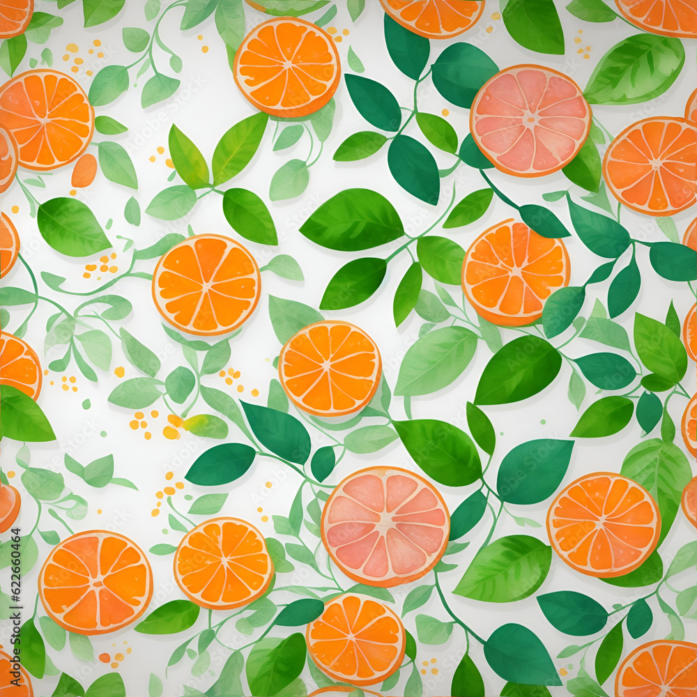 Watercolor citrus cartoon. AI generated illustration Watercolor citrus cartoon. AI generated illustration