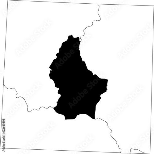 Map of an outline of the country of Luxembourg highlighted in black isolated on a white background with the surrounding countries outlined