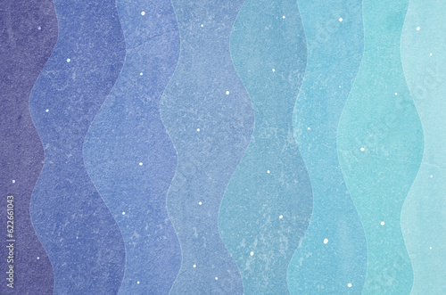 Modern Japanese washi paper texture background with abstract wave pattern in gradations of pastel colors.