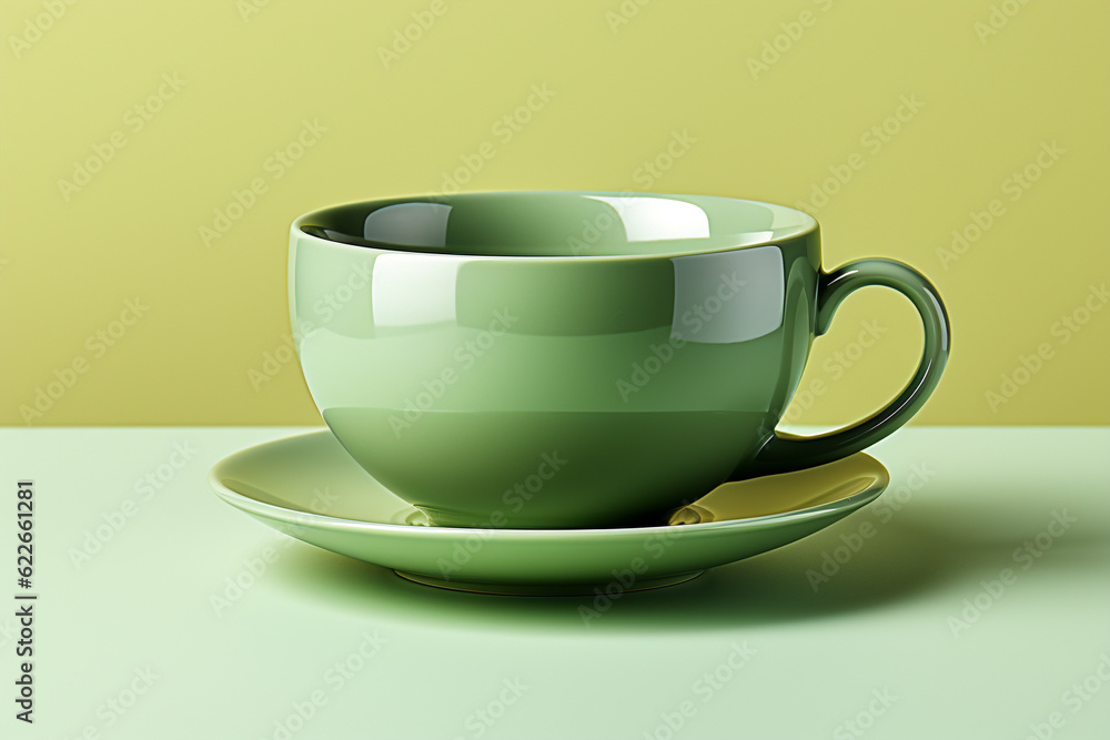 Single green teacup isolated on solid background Single green teacup isolated on solid background