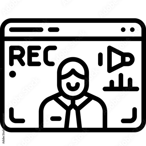 video recording line icon