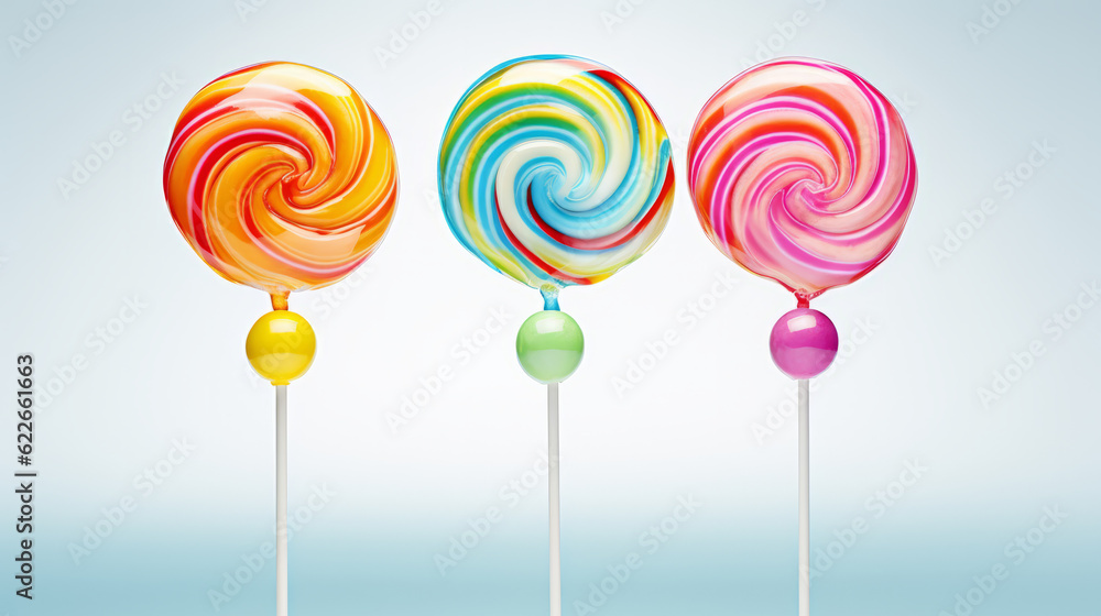 Several colorful lollipops candies isolated on blue background Several colorful lollipops candies isolated on blue background