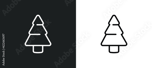 fir outline icon in white and black colors. fir flat vector icon from winter collection for web, mobile apps and ui.