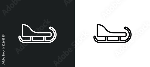 sledge outline icon in white and black colors. sledge flat vector icon from winter collection for web, mobile apps and ui.
