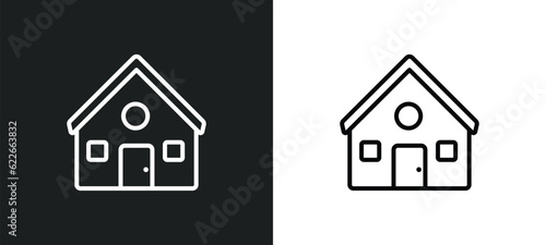 chalet outline icon in white and black colors. chalet flat vector icon from winter collection for web, mobile apps and ui.