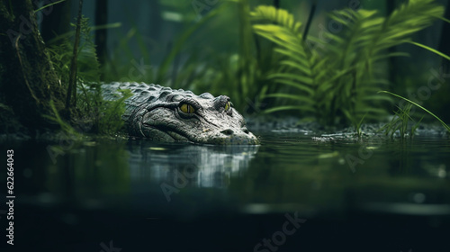 Canvas Print crocodile in water HD 8K wallpaper Stock Photographic Image