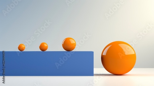 orange ball isolated on blue background stock photo, in the style of overlapping shapes