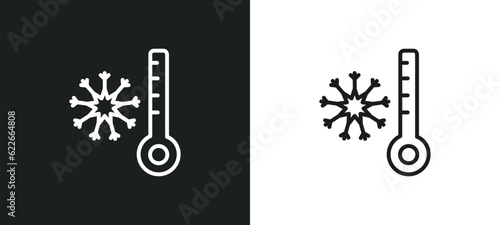 freezing outline icon in white and black colors. freezing flat vector icon from weather collection for web, mobile apps and ui.