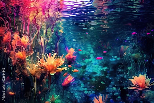 Fantastic background of water with vibrant colors. Generative AI