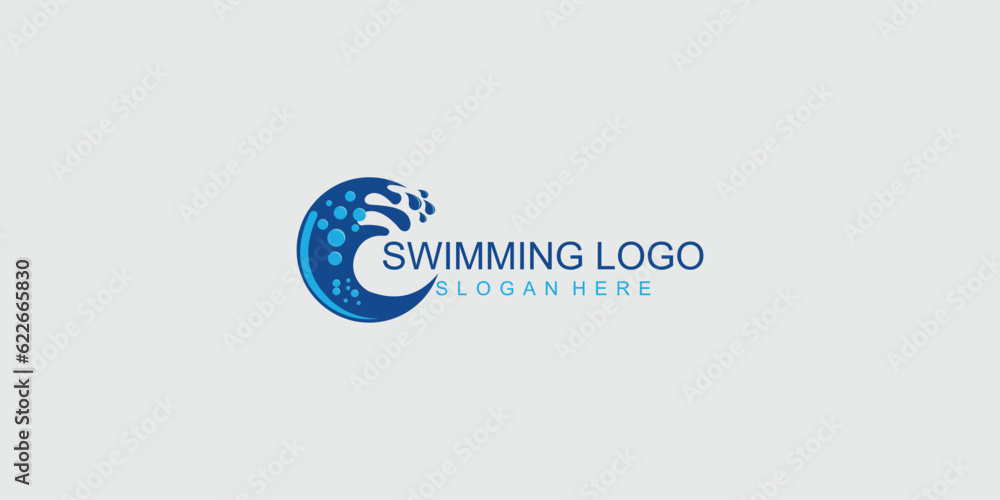 Obraz premium .Creative swimming logo design with modern concept| premium vector