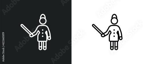 woman teaching outline icon in white and black colors. woman teaching flat vector icon from user collection for web, mobile apps and ui.