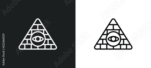pyramid outline icon in white and black colors. pyramid flat vector icon from united states collection for web, mobile apps and ui.