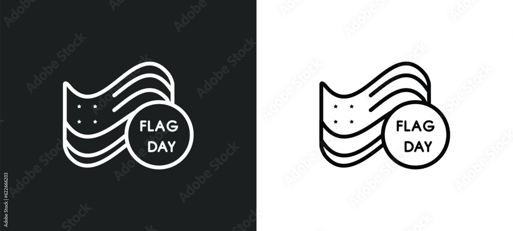 flag day outline icon in white and black colors. flag day flat vector icon from united states of america collection for web, mobile apps and ui.