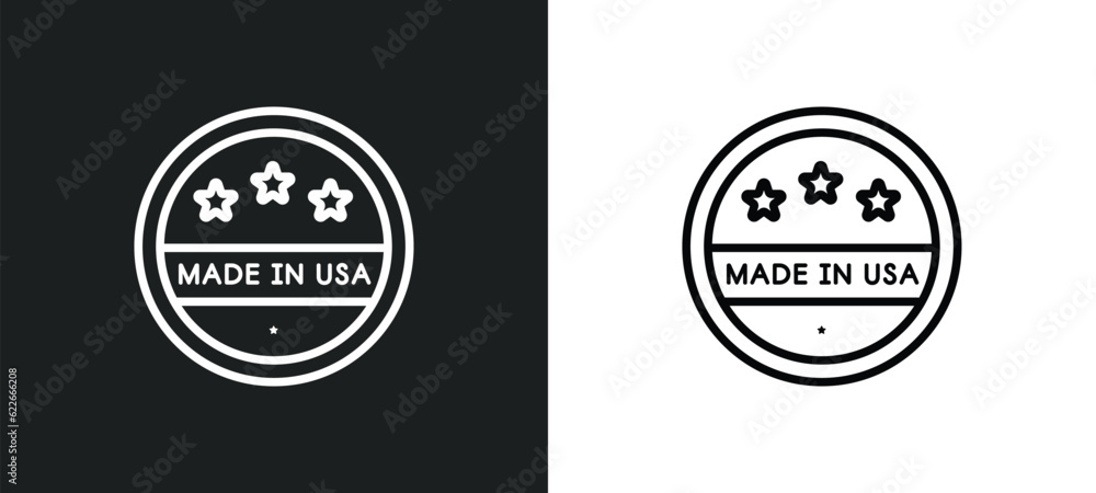 Fototapeta premium made in usa outline icon in white and black colors. made in usa flat vector icon from united states of america collection for web, mobile apps and ui.