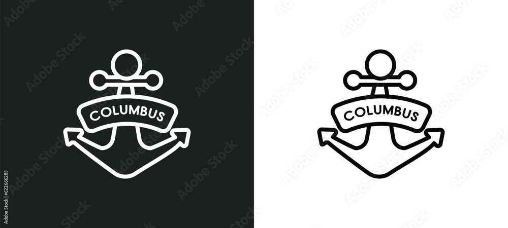 columbus day outline icon in white and black colors. columbus day flat vector icon from united states of america collection for web, mobile apps and ui.