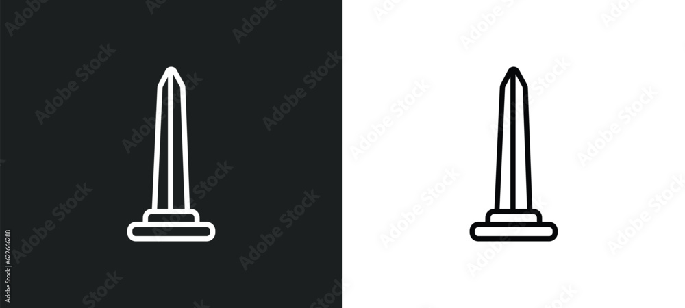 Obraz premium obelisk outline icon in white and black colors. obelisk flat vector icon from united states of america collection for web, mobile apps and ui.