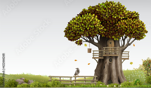 Fabulous oak tree in the form of a house