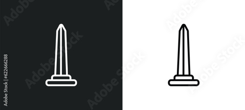obelisk outline icon in white and black colors. obelisk flat vector icon from united states of america collection for web, mobile apps and ui.