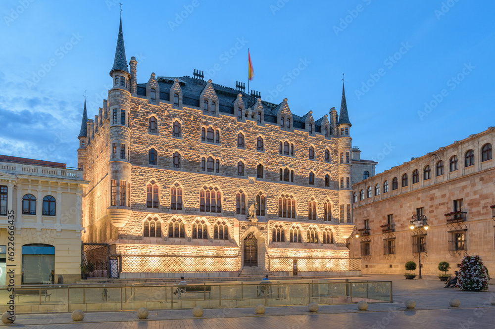 Evening View of Casa Botines, Leon, Spain