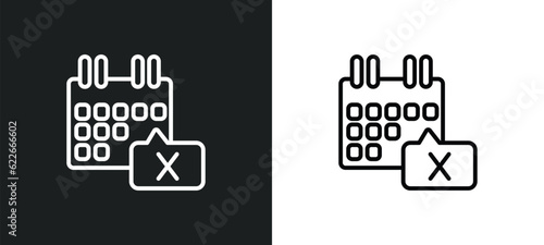 calendar with letter x outline icon in white and black colors. calendar with letter x flat vector icon from ultimate glyphicons collection for web, mobile apps and ui. photo
