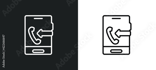 incoming calls outline icon in white and black colors. incoming calls flat vector icon from ultimate glyphicons collection for web, mobile apps and ui.