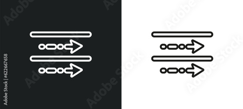 justified outline icon in white and black colors. justified flat vector icon from user interface collection for web, mobile apps and ui.