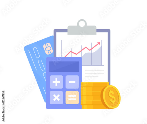 Vector illustration of financial statements. Accounting and finance audit. Concept of financial management, revenue calculation. photo