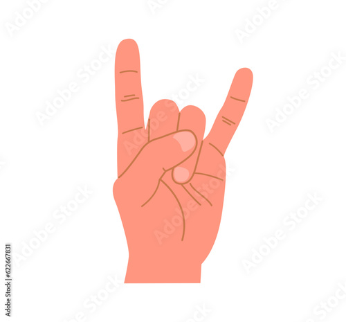 Hand showing rock sign. Human hand gesture. Vector illustration isolated on white background.